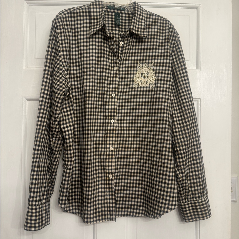 Ralph Lauren Black and White Checkered Blouse